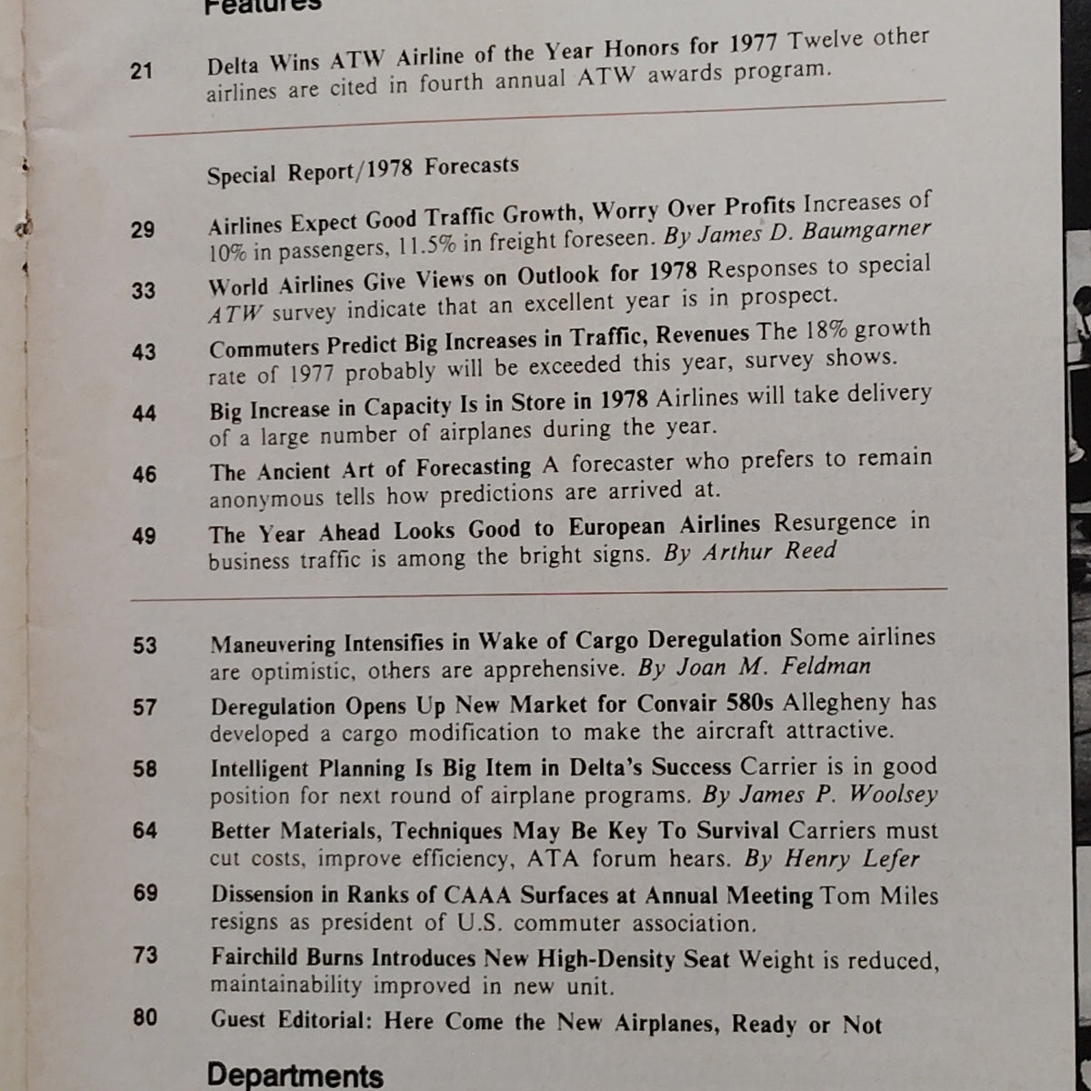 Air Transport World - January 1978: 4th Annual ATW Awards, Forecasts Magazine