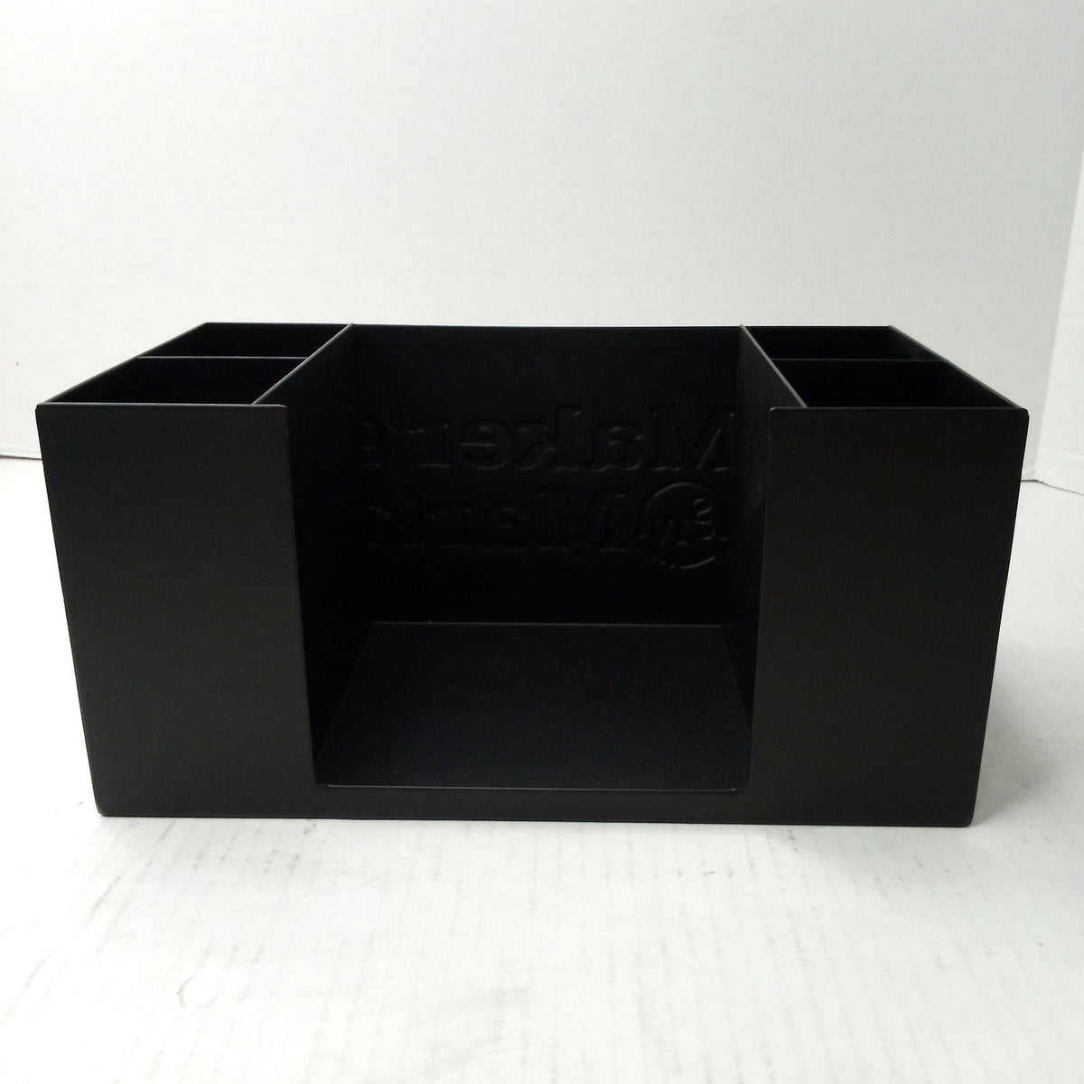 Maker's Mark Metal Black Bar Caddy Organizer Embossed Logo Napkin/Stirrer Holder