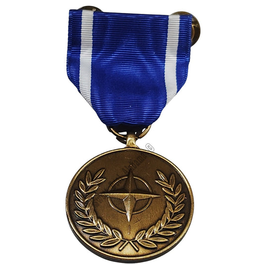 NATO Support Service Medal w/ Clutchback Pins, 1-3/8"D Medal x 3-1/8"H Overall