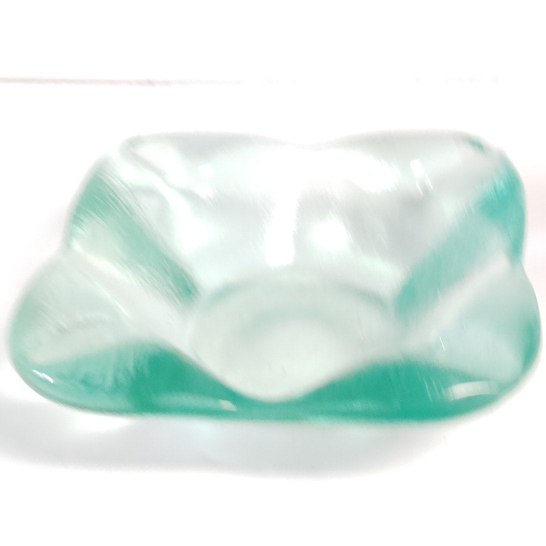 VTG 1960s MCM Mint Green Geode Glass Ashtray 9" Sommerso Style Heavy