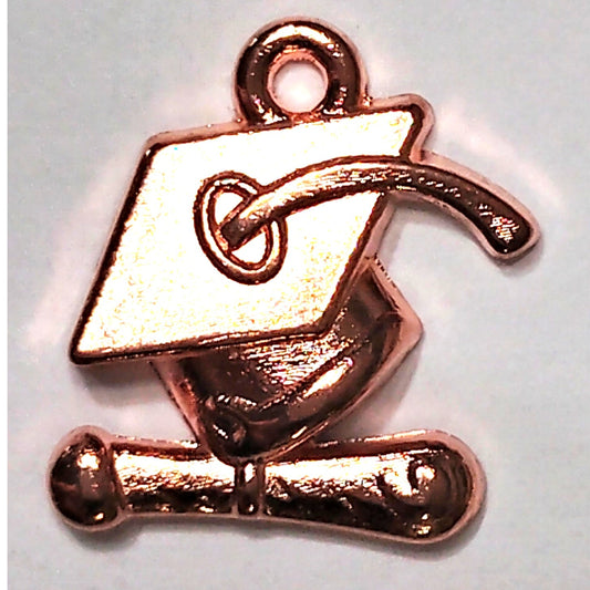 Graduation Cap & Diploma Charm Rose Gold‑Tone Alloy 1/2" Pendant Jewelry Making