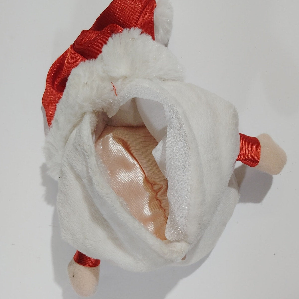 Stuffed Santa Plush 7"x6"x4" Velcro Back Storage Pouch, Hidden Gift Bag or Decor