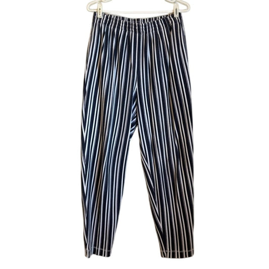 The Limited Navy & White Striped Pull-On Pants Size L Elastic Waist
