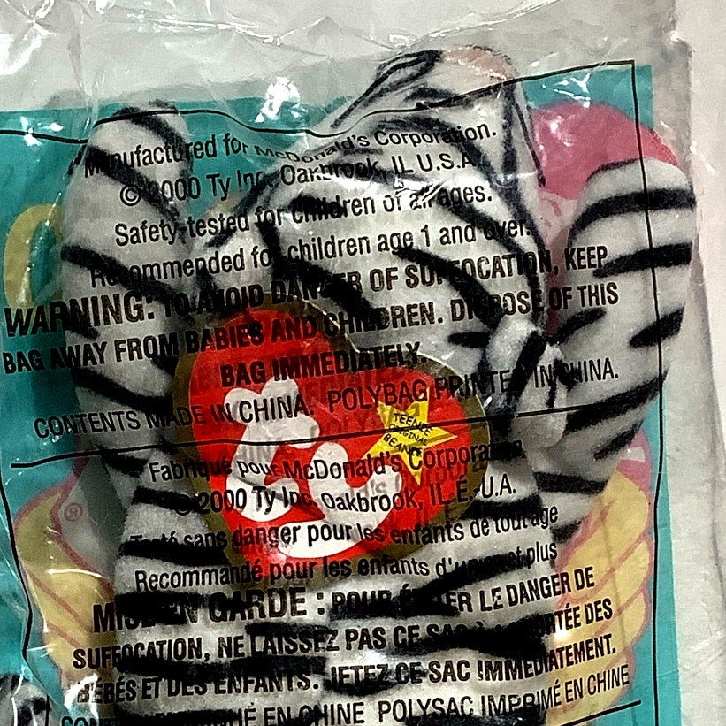 TY Teenie Beanie Babies - Blizz the White Tiger, McDonald's 2000 Toy, NIP
