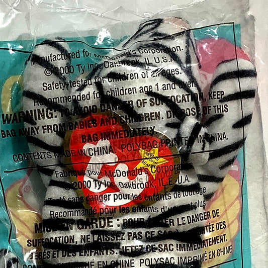TY Teenie Beanie Babies - Blizz the White Tiger, McDonald's 2000 Toy, NIP