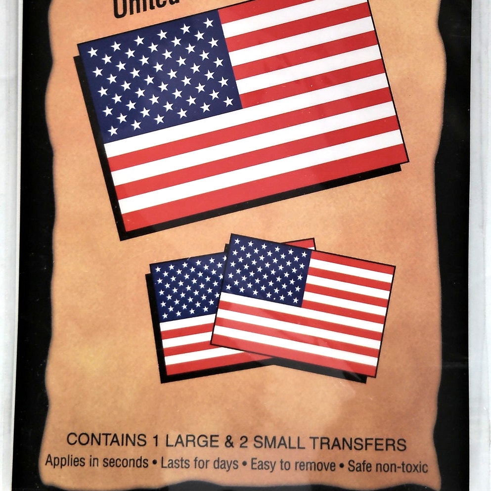 United States Flag Temporary Tattoos – 1 Large & 2 Small – NIP
