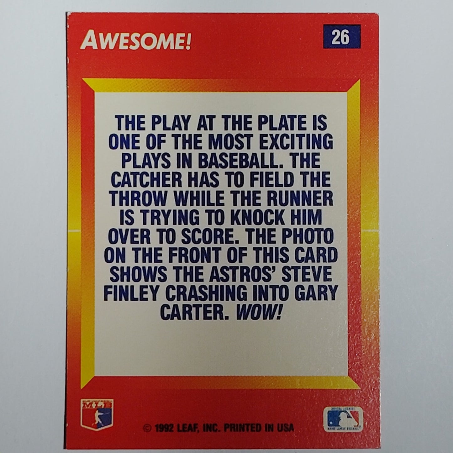 1992 Triple Play Awesome Action Steve Finley Card #26 Houston Astros OF VG/EX