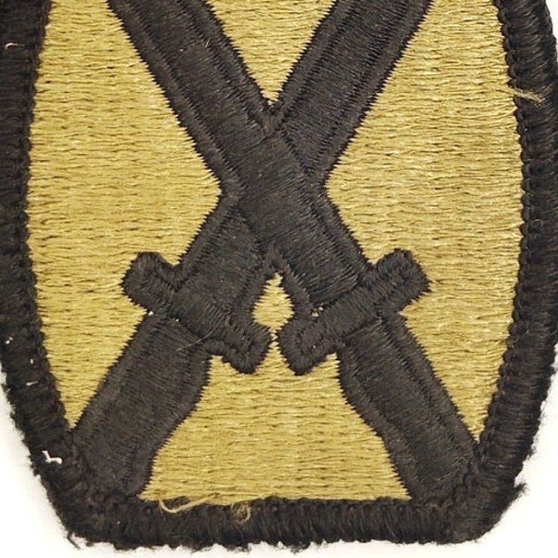 US Army 10th Mountain Division SSI Patch Subdued Bagby Green Hook Back 2.6 × 2.3