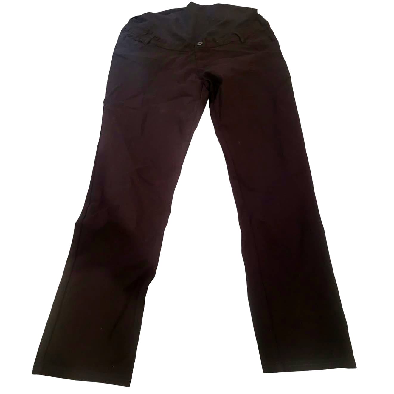 Maacie Maternity Stretchy Straight Legs High Waist Yoga Pants w/ Pockets, XL
