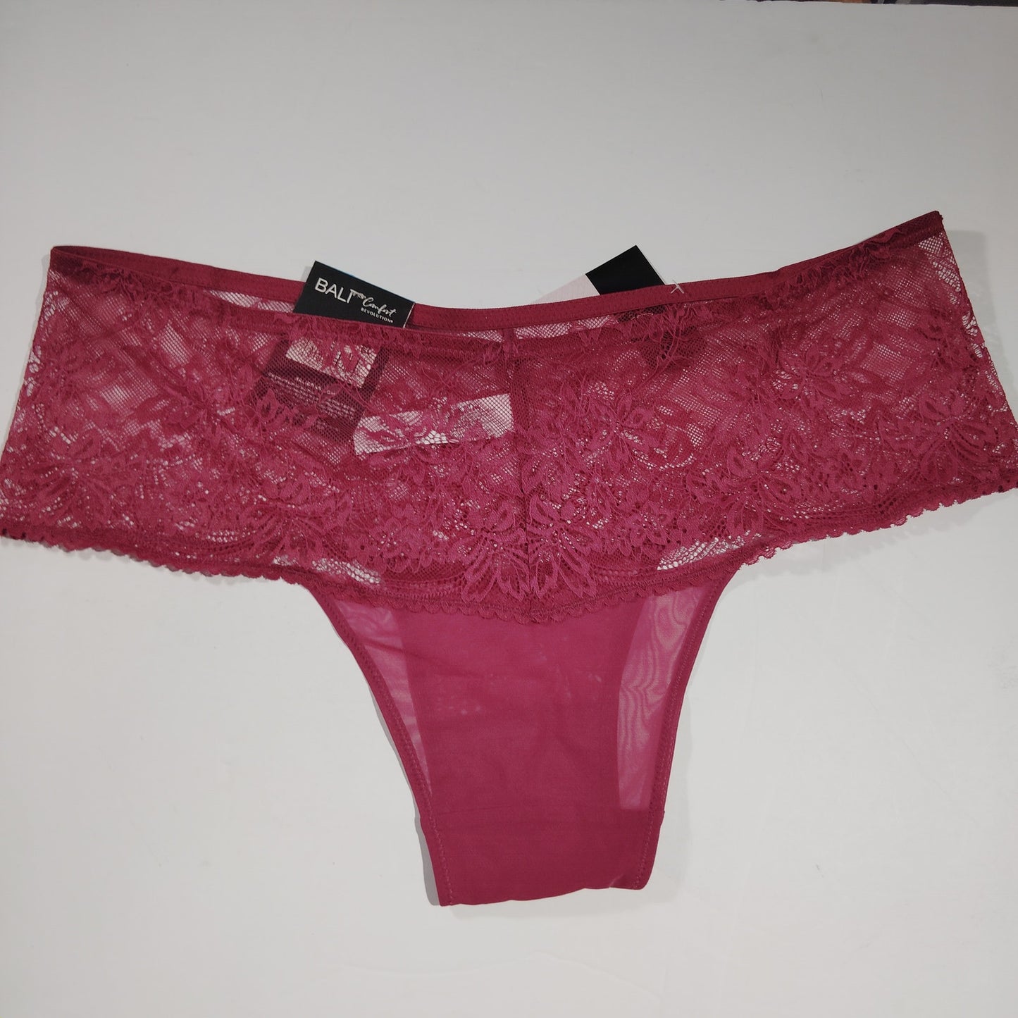 Bali Comfy Glam Lace Desire Hipster Panty – Size 2XL/9 – Burgundy