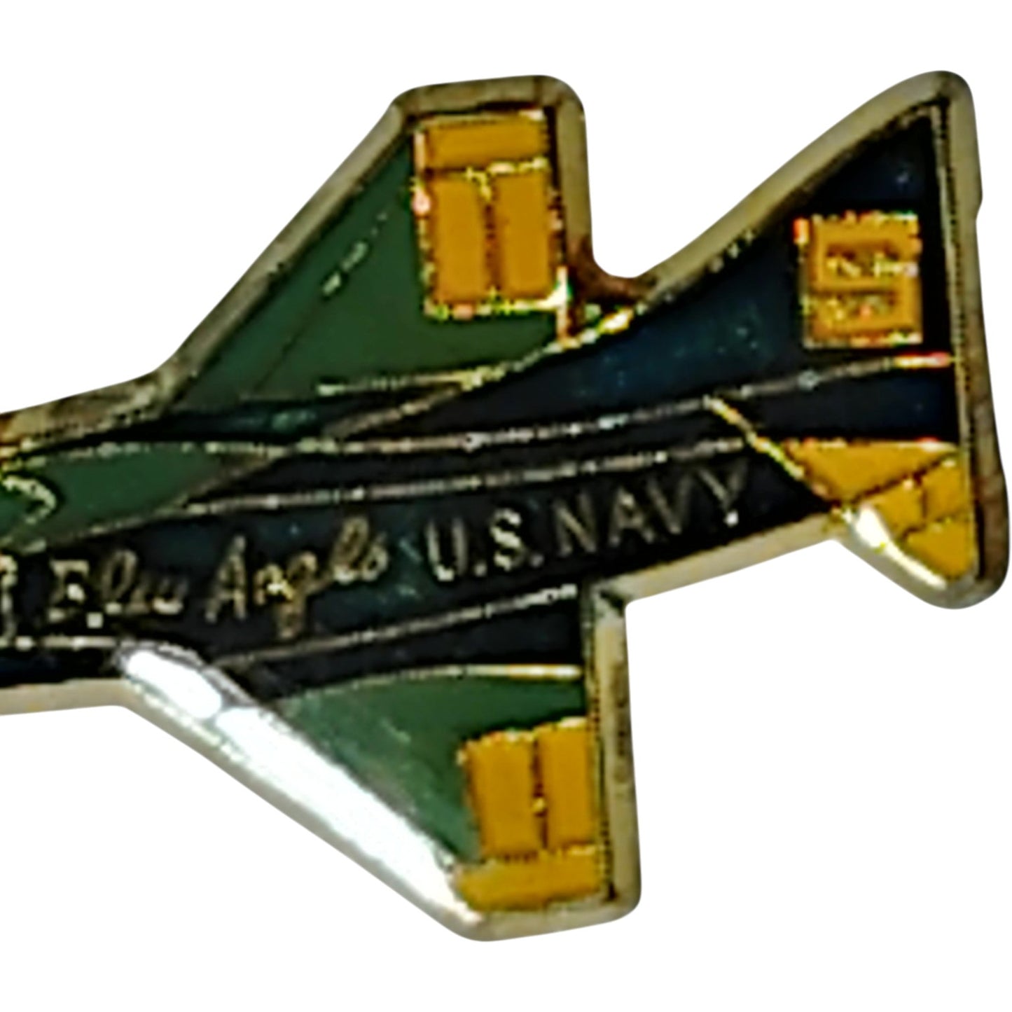 A-4 Skyhawk Blue Angels Hat, Lapel, Brooch Pin – 1-1/4" x 5/8", Rubber Backing, Blue/Yellow Enamel