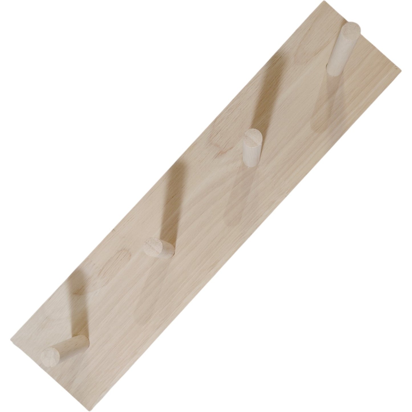 Two (2) Natural Wood Wall-Mounted Coat Rack – 4 Pegs – 13" x 3" x 3"