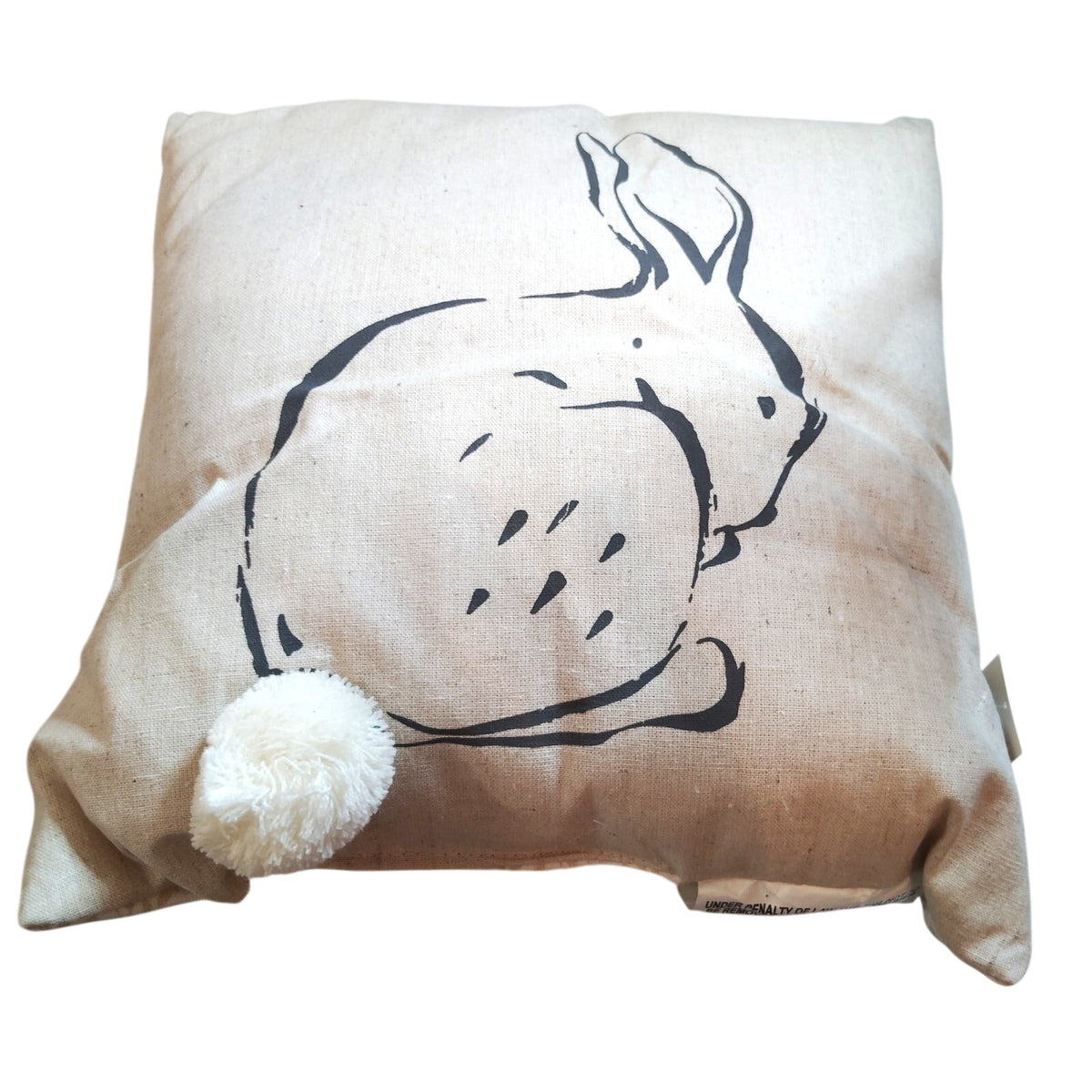 Taupe Bunny 14x14 Decorative Throw Pillow Pom Pom Tail Spring