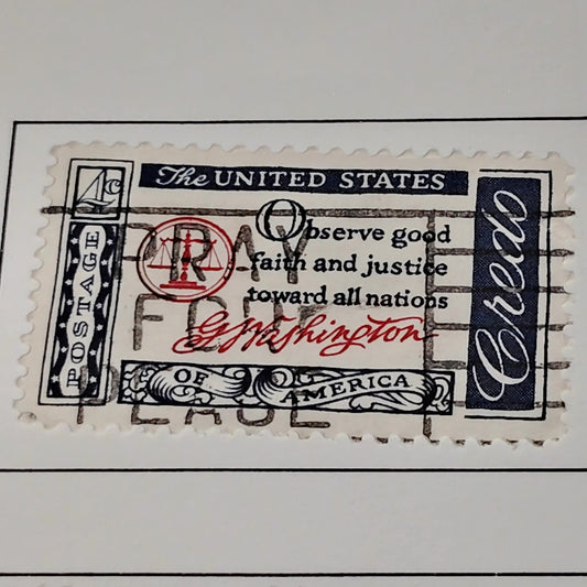 1960 Scott #1139 – 4¢ George Washington / American Credo Series – Canceled