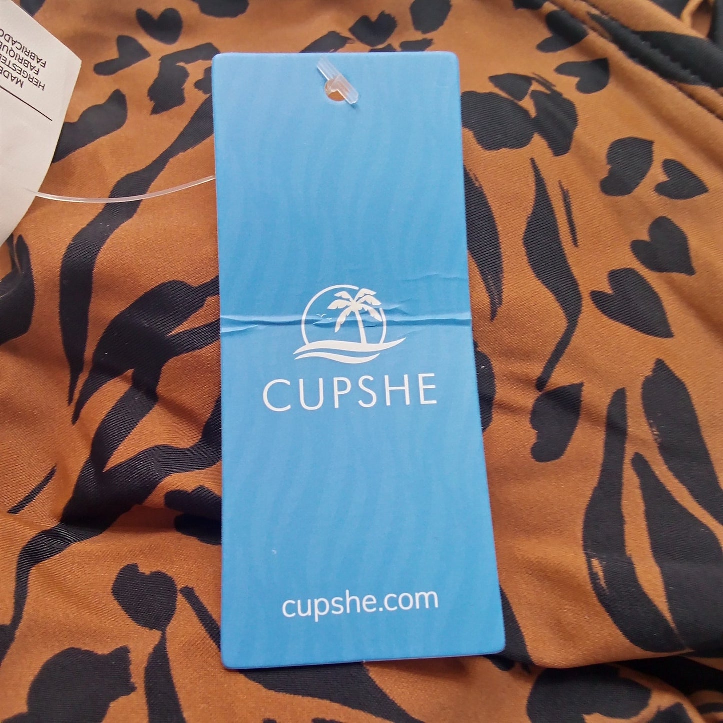Cupshe Cheetah Plunge Halter Shirred One Piece Swimsuit Tummy Control Small