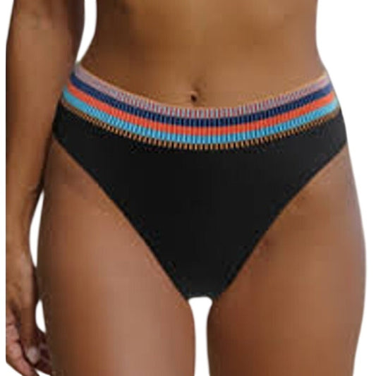 Hilinker Black Bikini Bottoms Women’s Small Color Stripe Waist Swim