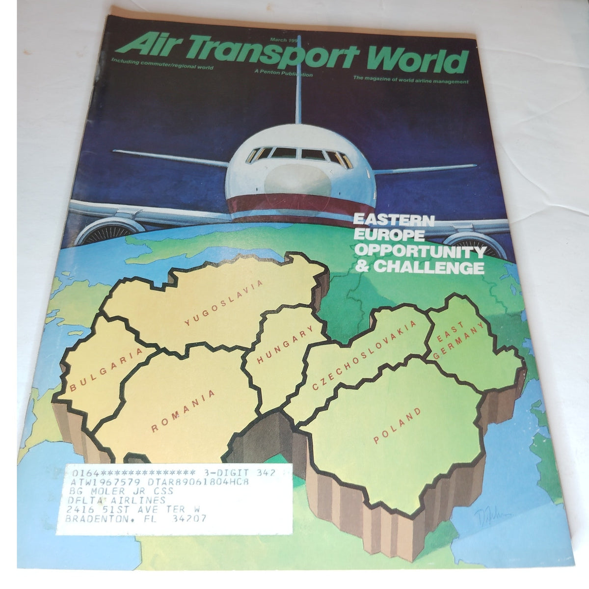 Air Transport World March 1990: Eastern Europe Aviation Opportunity Magazine