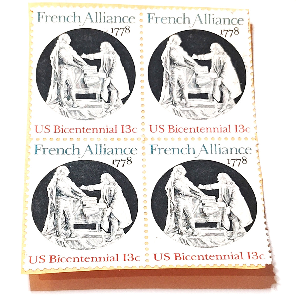 1978 US Bicentennial 13c French Alliance Block of 4 Stamps, Unused