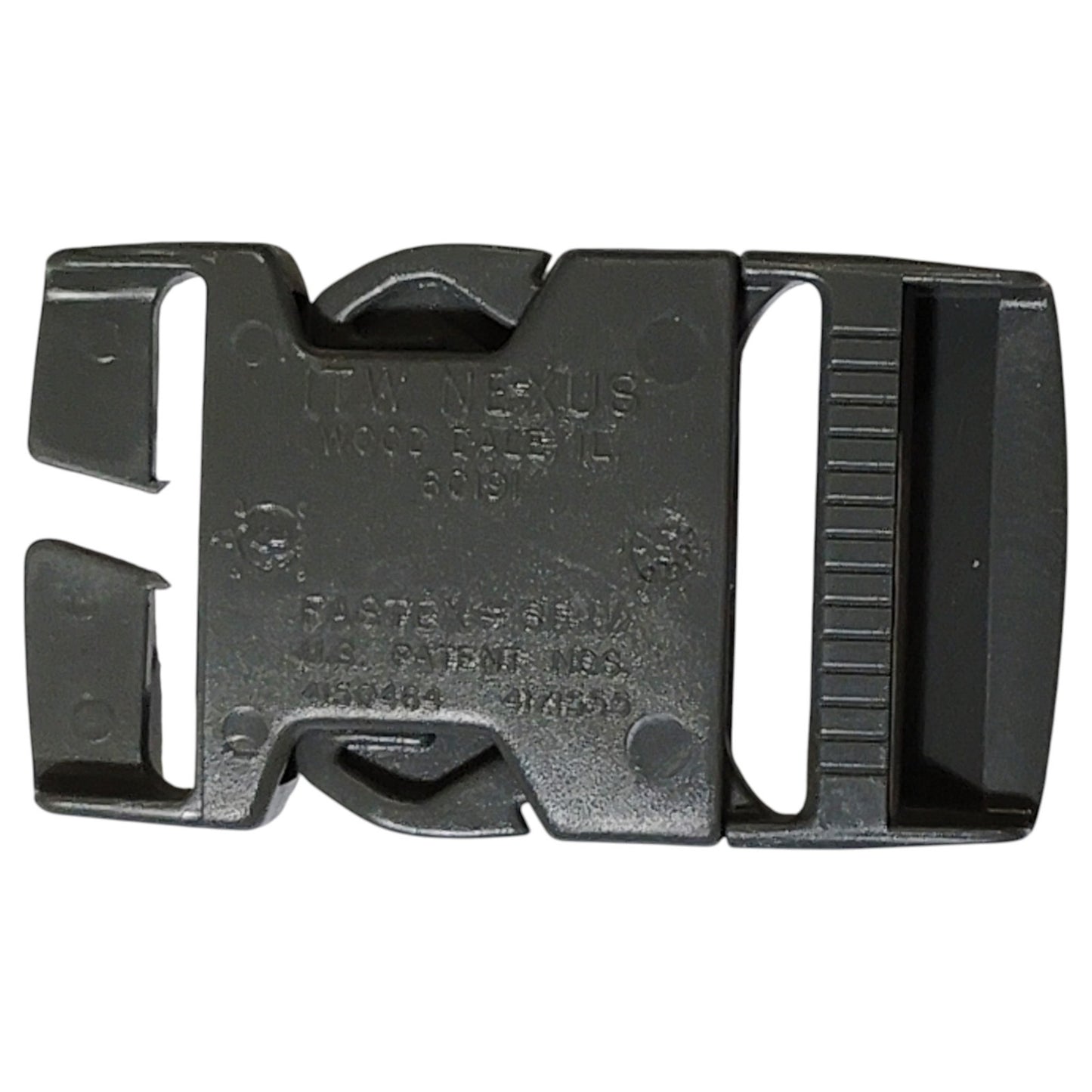Side-Release Buckle – 1½", One Complete Set + Extra Female End, Gray Polymer