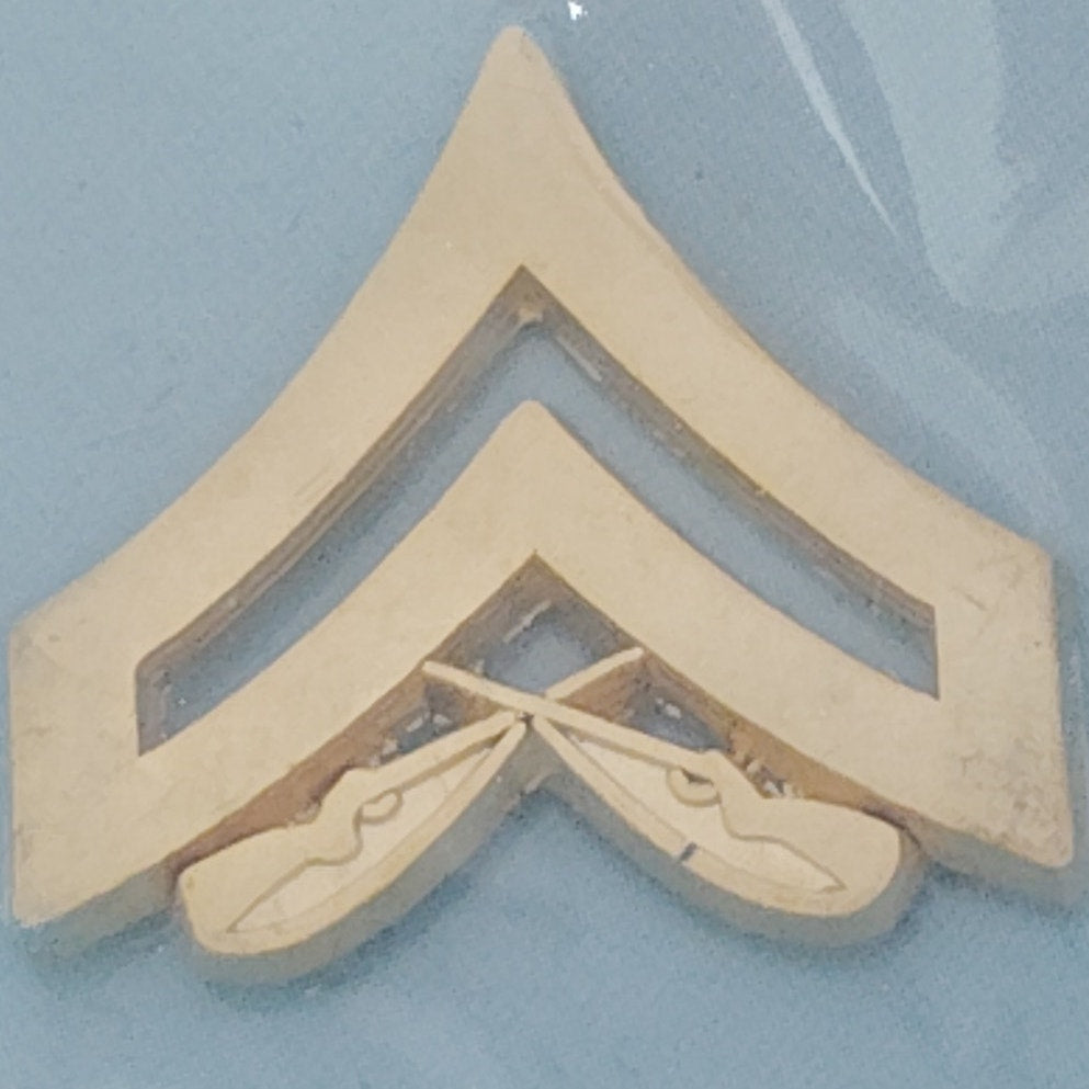 USMC Corporal E‑4 Rank Pin – Gold Tone – 7/8" Wide – Hat/Lapel/Brooch