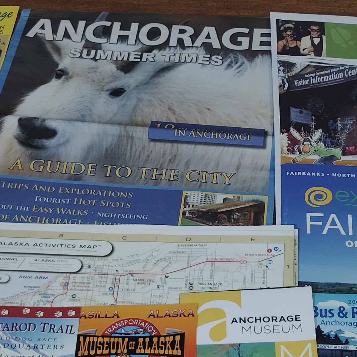 Vintage Alaska Tourist Guides & Maps (2009-2016) - Anchorage Wasilla Fairbanks