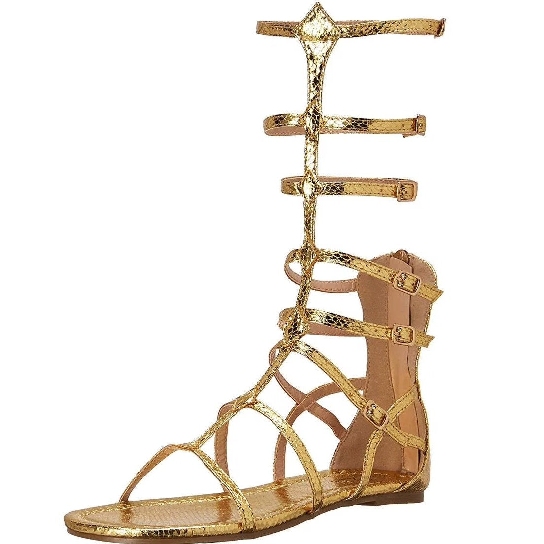 Ellie Shoes Women’s Gladiator Flat Sandal – Gold, Size 7, Style 015-ZENA