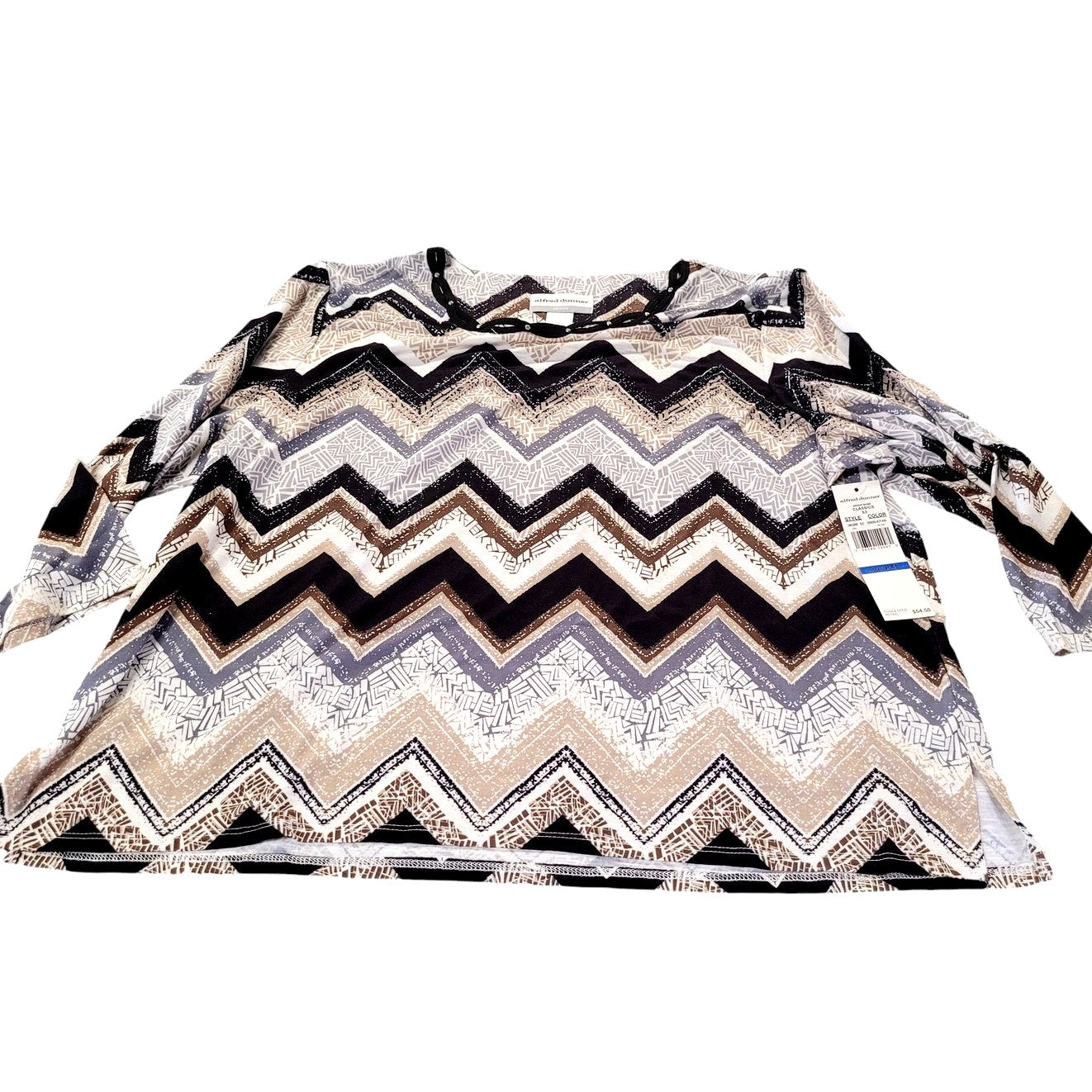 Alfred Dunner Classics Split Crew Neck 3/4 Sleeve Blouse, Petite XL (18P-20P)