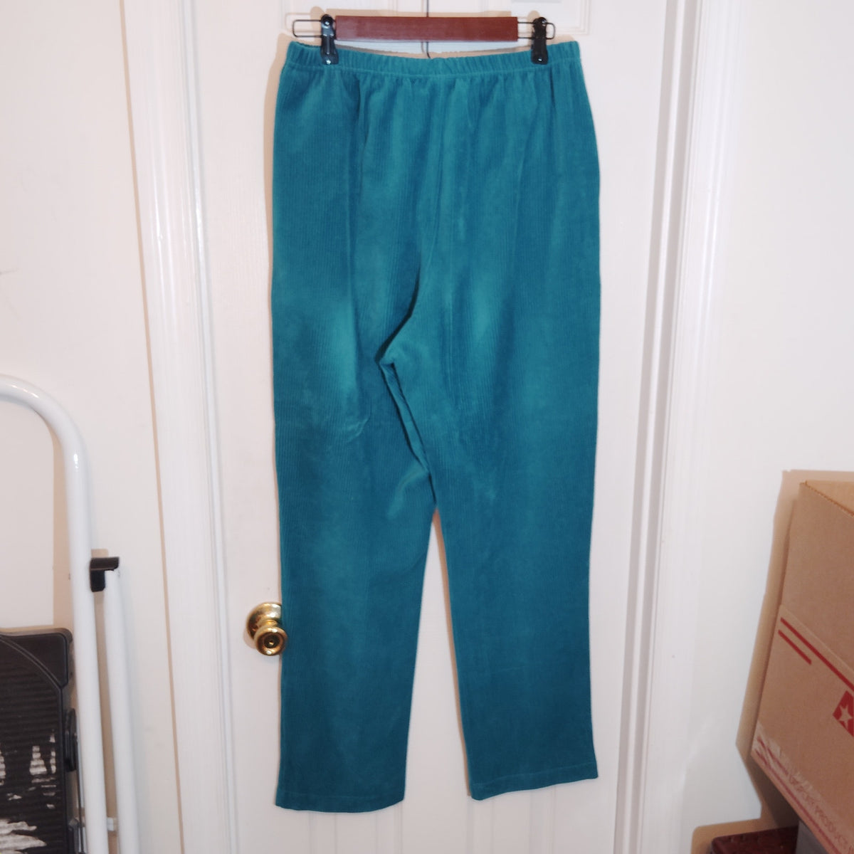 Blair Teal Plaid Tunic Pullover Corduroy Pant Set Women’s Large Excellent Estate