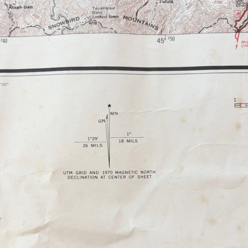 Vintage 1972 USGS Great Smoky Mountains National Park Map 36x29 - Damage Noted