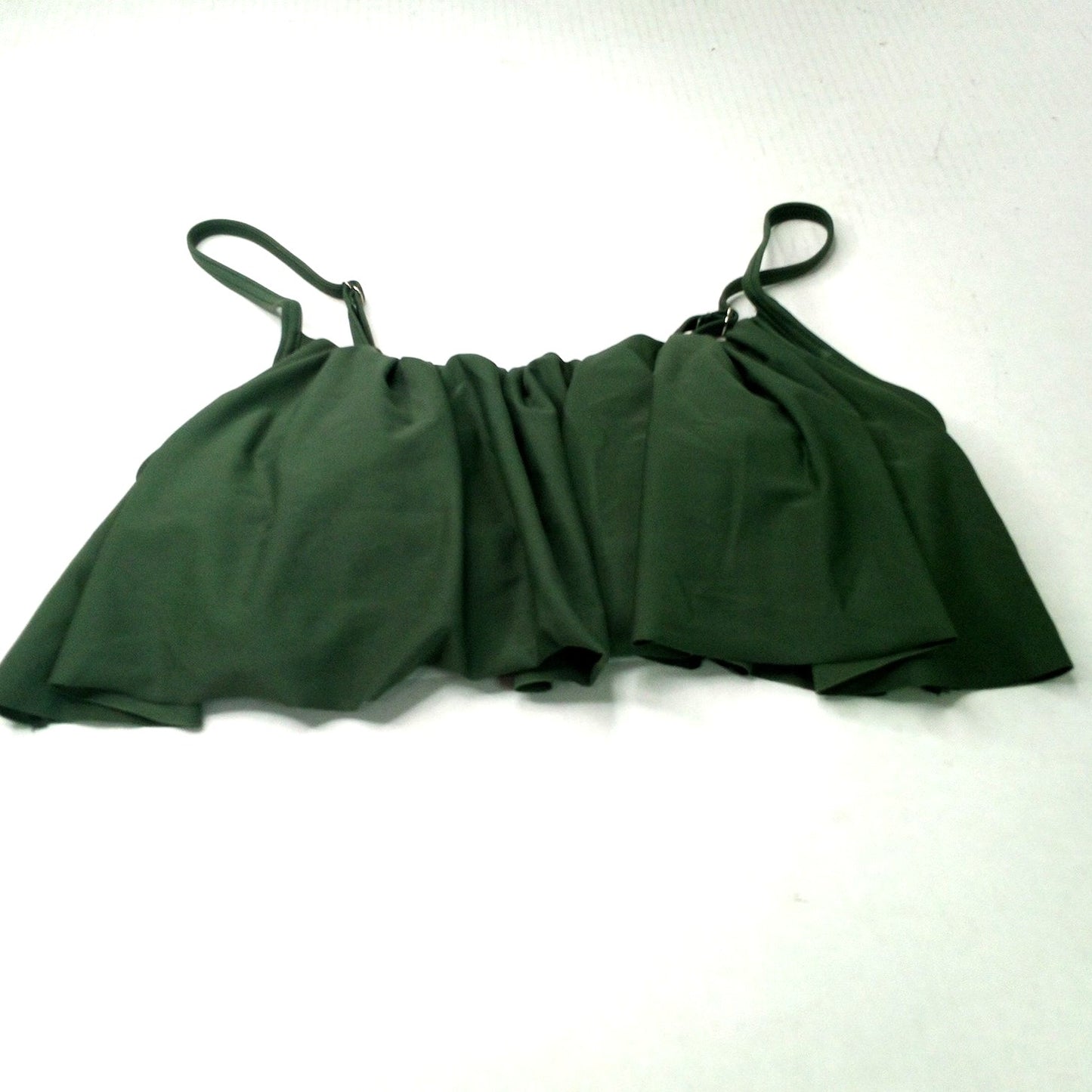Off‑Shoulder Ruffle Bikini Swim Top Women’s Size S Olive Green