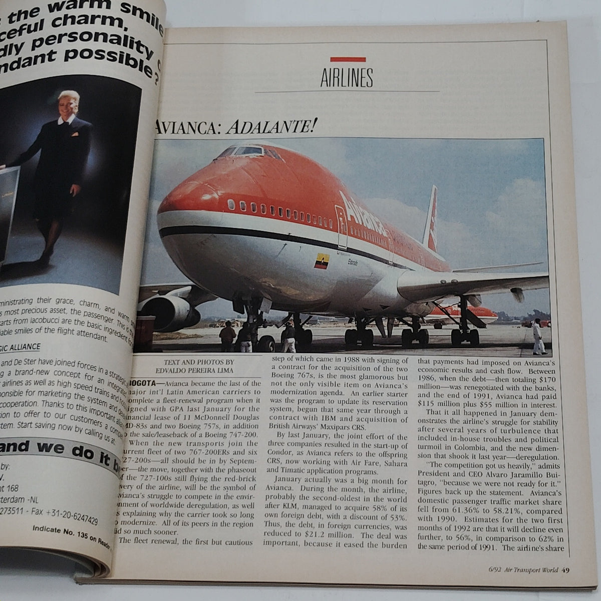 Air Transport World Magazine - June 1992 - Vintage Aviation Publication Blue JAL