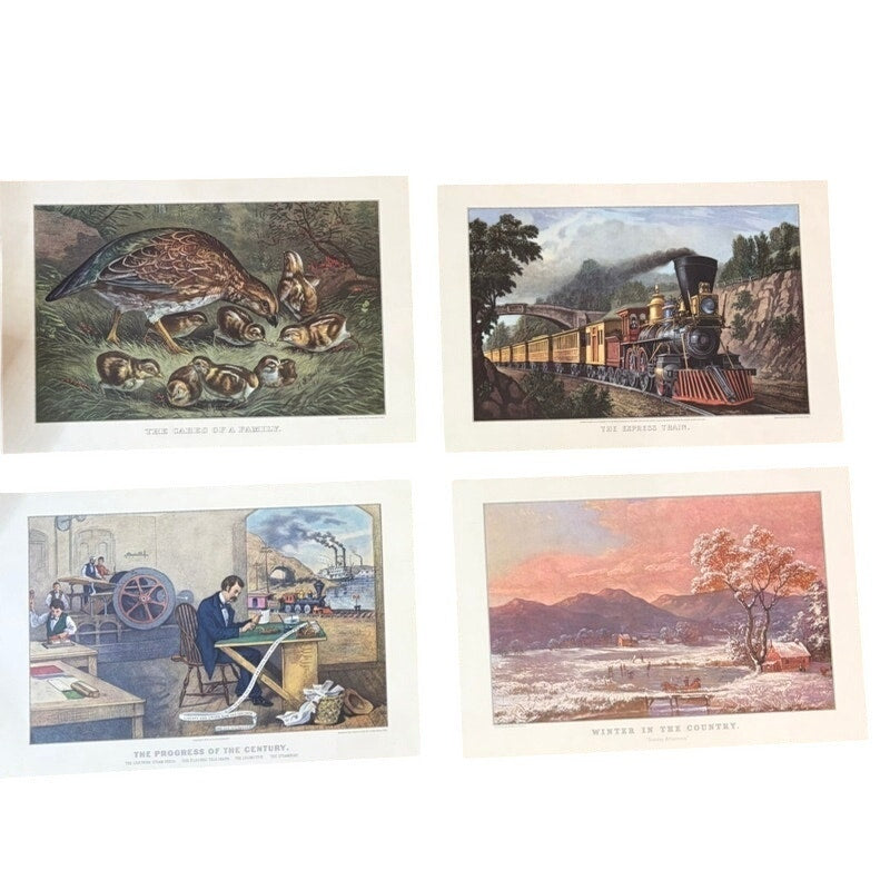 1961 The Travelers Insurance Currier & Ives Calendar - Frameable Illustrations