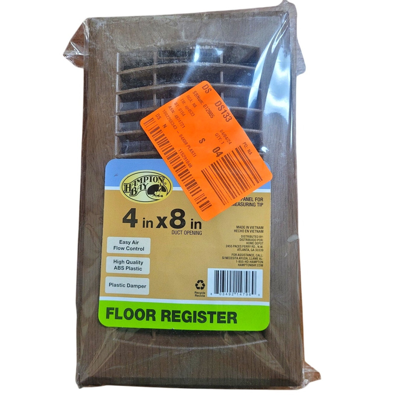 Faux Wood 4 in. X 8 in. Plastic Floor Register in Mahogany Grain, NIP