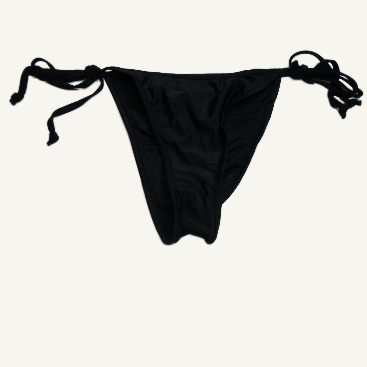 Black Side Tie Bikini Bottoms Swimwear - Adjustable Waist - Women's Size L