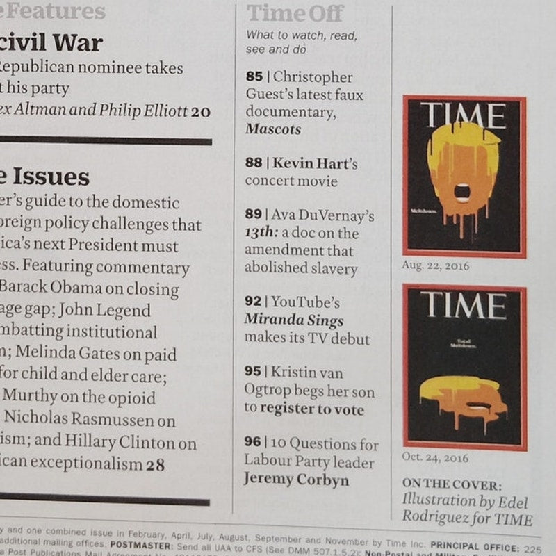 TIME Magazine October 24 2016 Total Meltdown Trump Cover Double Issue