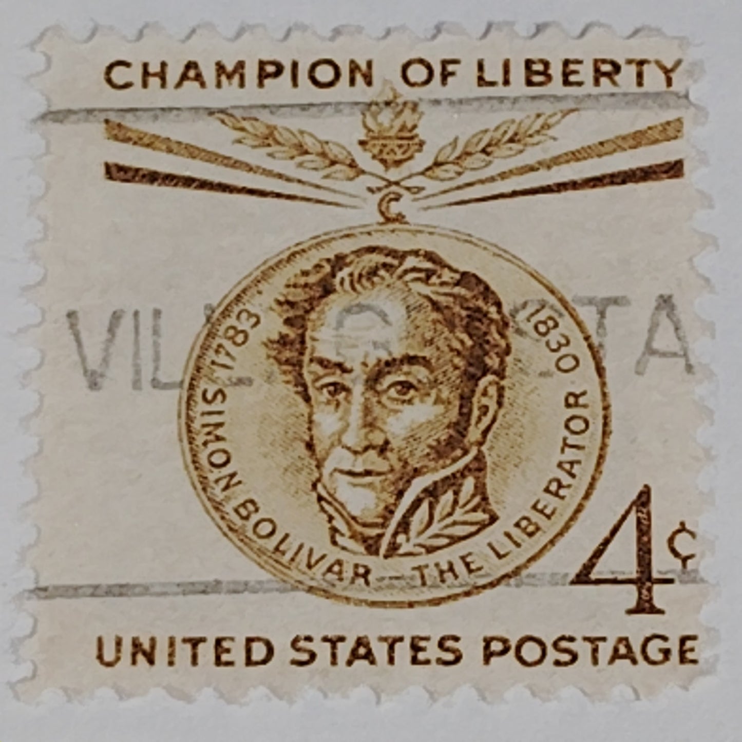 1958 Scott #1110 – 4¢ Simón Bolívar / Champion of Liberty – Canceled