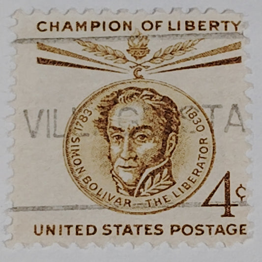 1958 Scott #1110 – 4¢ Simón Bolívar / Champion of Liberty – Canceled