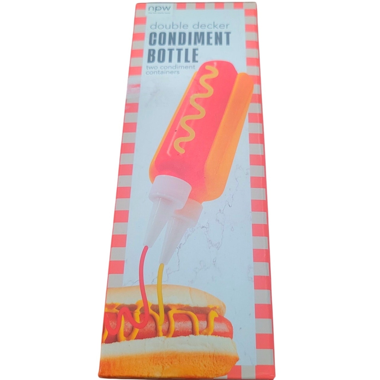 NPW Hotdog Condiment Container – Novelty Ketchup & Mustard Holder – Picnic & BBQ Accessory