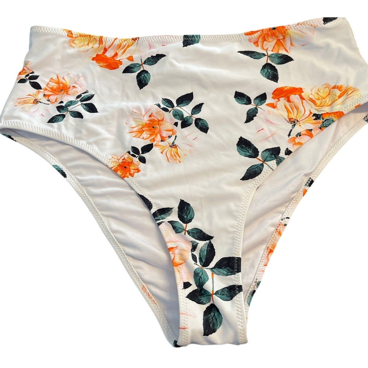 Cupshe White Floral Bikini Bottoms Women’s Large Swimwear
