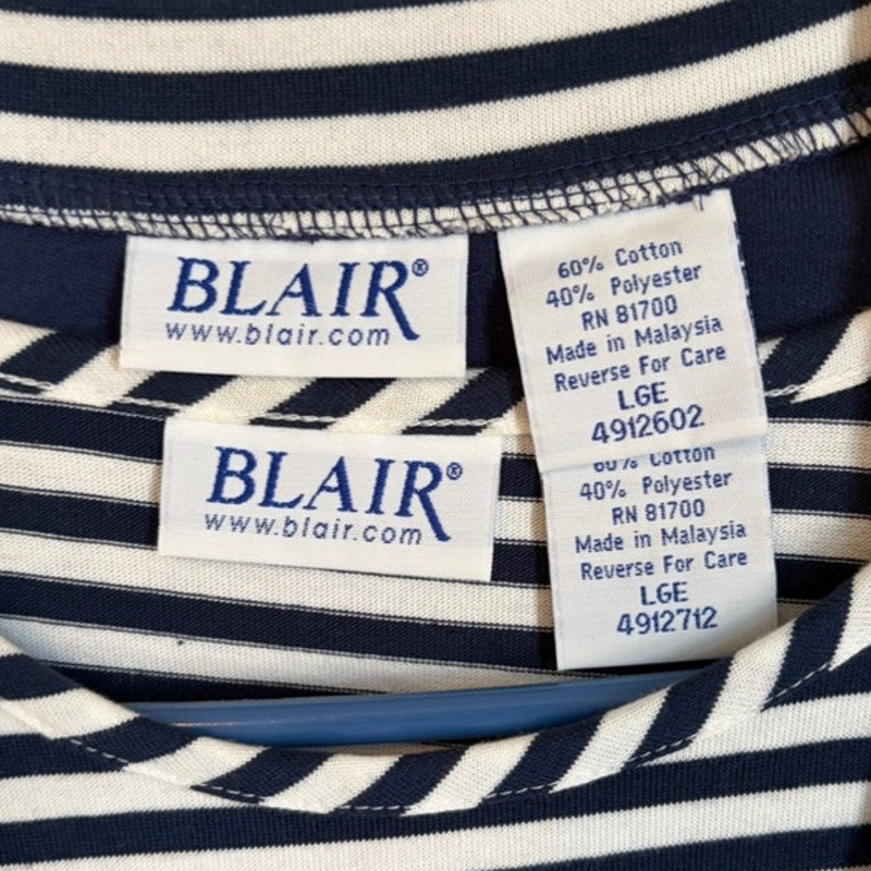 Blair Women's L Navy & White Striped 3-Piece Lounge Set - Excellent Condition