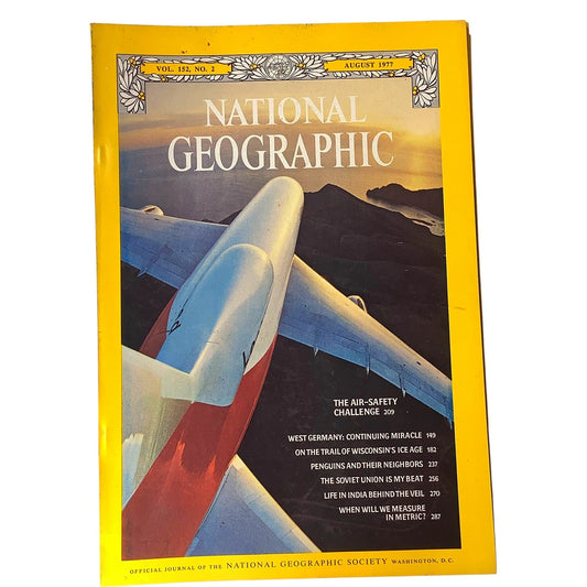 National Geographic Magazine Aug 1977, Air-Safety, W Germany Soviet Union India