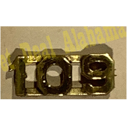 Early 1900s Brass C-Clasp Number "109" Collar Device 3/8"H Hat / Lapel Pin