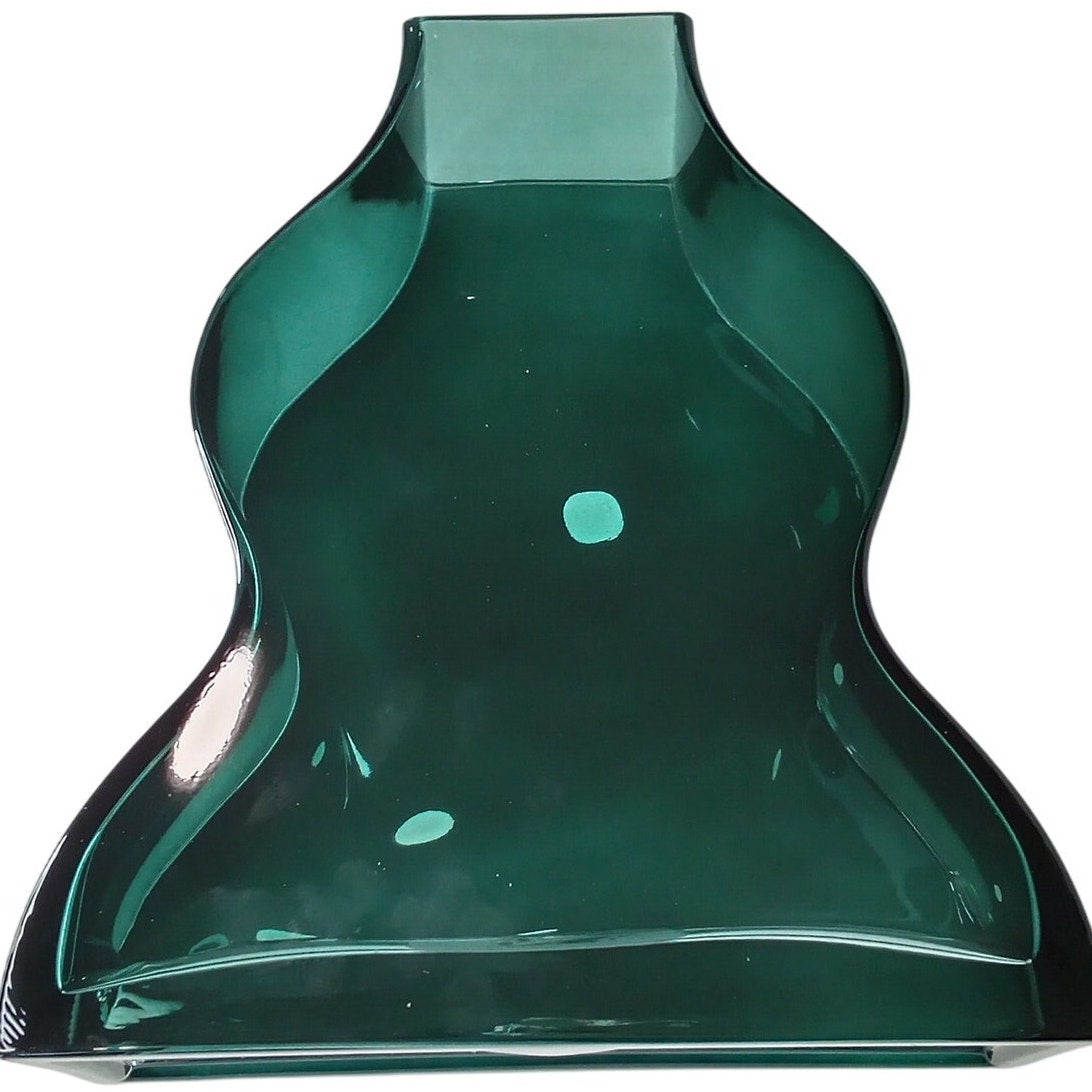Heavy Large Teal Curved Glass Vase – Threshold, 10" × 9" × 3"