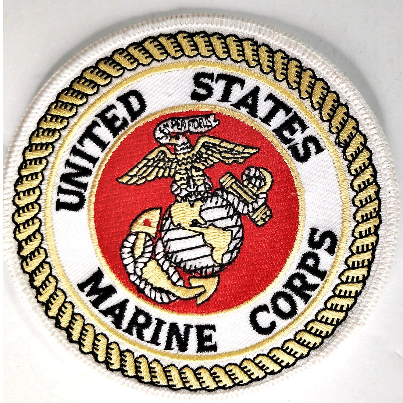 USMC Eagle Globe Anchor Novelty Patch Rare White Background 4" Iron‑On Sew‑On