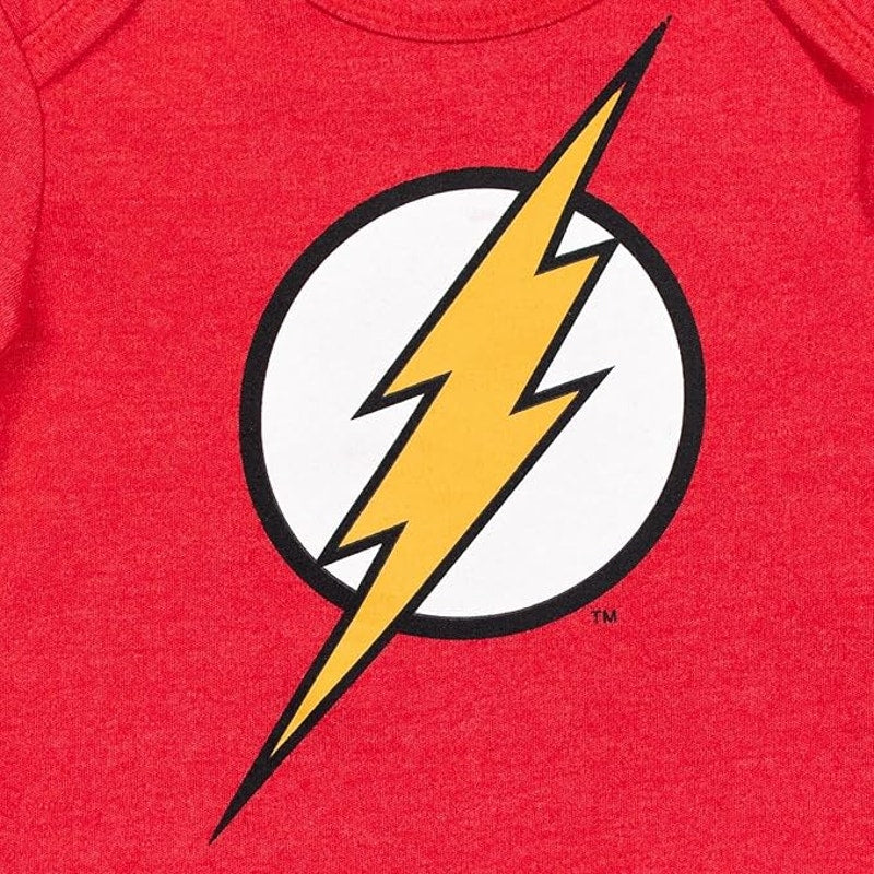 Justice League Superman, Batman, and Flash Baby Long Sleeve Bodysuit 3‑Pack 6‑9M