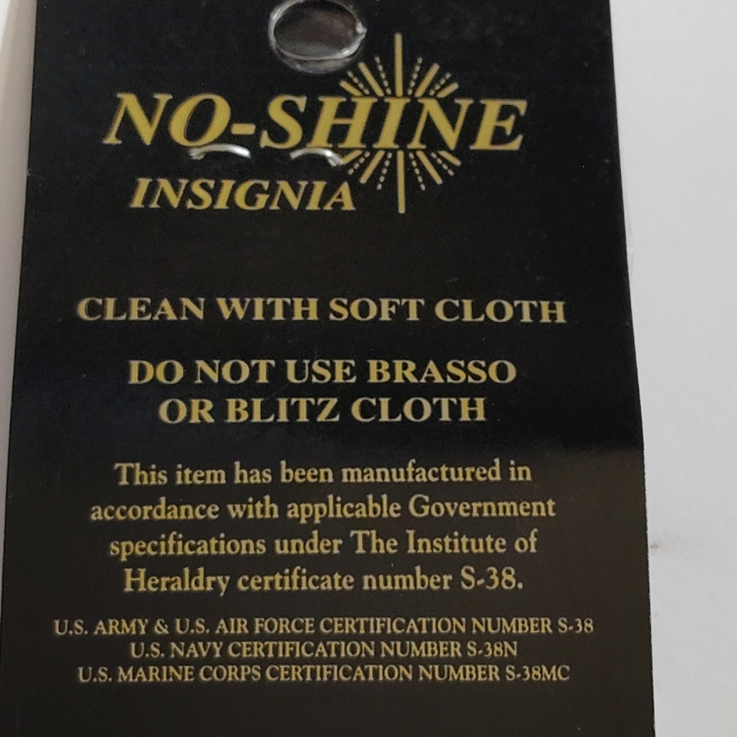 USMC Gunnery Sergeant Chevron Set – No-Shine Gold Finish– 7/8" × 1-3/8" – 1 Pair