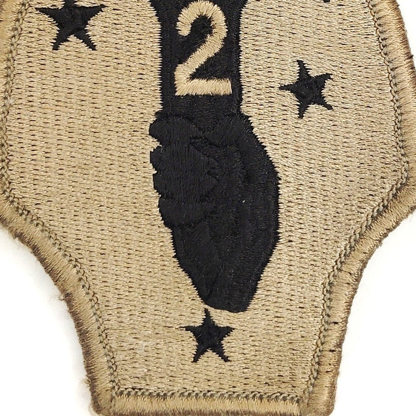USMC 2nd Marine Division OCP Patch Hook Back Subdued Tan/Black 4" × 2‑1/2"