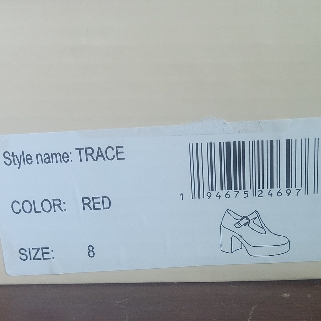 Yoki Trace Wedge Pumps – Red, Women’s 8M, Slip-On Closed Toe Dress Heel