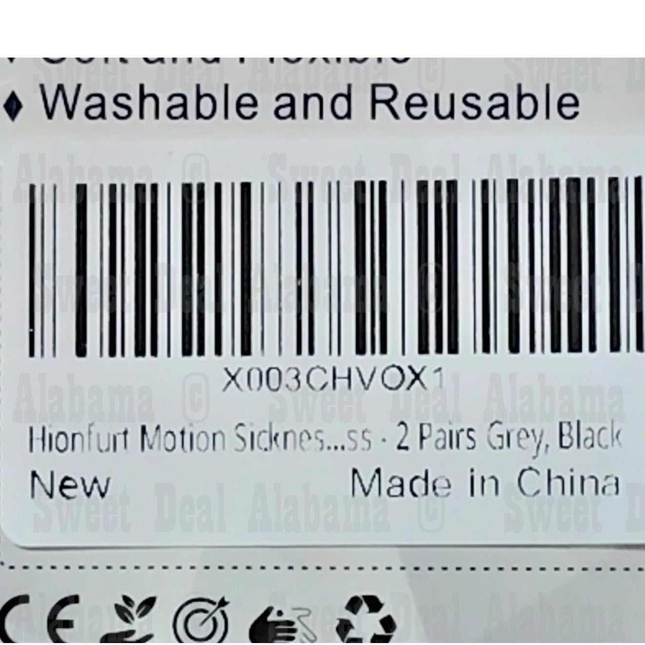2-Pr Motion Sickness Bands Anti-Nausea Wristbands for Adults & Kids, Gray/Black