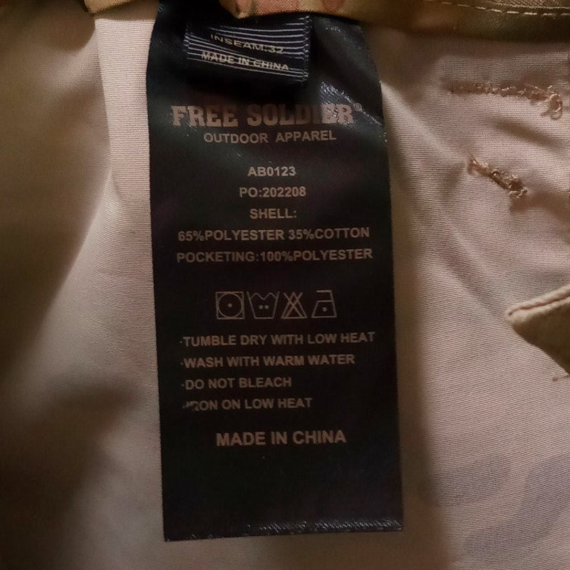 FREE SOLDIER Water Resistant Relaxed Fit Tactical Cargo Pants, 34W x 32L